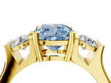 Yellow gold Three-Stone Fancy Blue Cushion Cut Cut Classic Band Prong Setting Ring_4