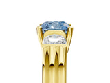 Yellow gold Three-Stone Fancy Blue Cushion Cut Cut Classic Band Prong Setting Ring_5