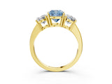 Yellow gold Three-Stone Fancy Blue Cushion Cut Cut Diamond Engagement Ring with Flat Band and Four-Prong Setting_15