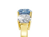 Yellow gold Three-Stone Fancy Blue Cushion Cut Cut Diamond Engagement Ring with Flat Band and Four-Prong Setting_17