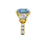 Yellow gold Three-Stone Fancy Blue Cushion Cut Cut Diamond Pavé Band with Prong Setting_20