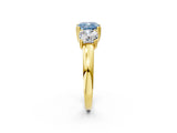 Yellow gold Three-Stone Fancy Blue Cushion Cut Cut Diamond Ring with Channel Set Band and Four-Prong Setting_2
