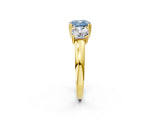 Yellow gold Three-Stone Fancy Blue Cushion Cut Cut Diamond Ring with Channel Set Band and Four-Prong Setting_27