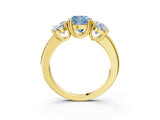 Yellow gold Three-Stone Fancy Blue Cushion Cut Cut Diamond Ring with Channel Set Band and Four-Prong Setting_28