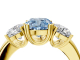 Yellow gold Three-Stone Fancy Blue Cushion Cut Cut Diamond Ring with Channel Set Band and Four-Prong Setting_29