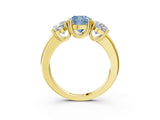 Yellow gold Three-Stone Fancy Blue Cushion Cut Cut Diamond Ring with Channel Set Band and Four-Prong Setting_3