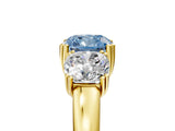 Yellow gold Three-Stone Fancy Blue Cushion Cut Cut Diamond Ring with Channel Set Band and Four-Prong Setting_30