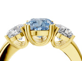 Yellow gold Three-Stone Fancy Blue Cushion Cut Cut Diamond Ring with Channel Set Band and Four-Prong Setting_4