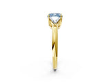 Yellow gold Three-Stone Fancy Blue Cushion Cut Cut Diamond Ring with Trillion Side Stones and Four-Prong Setting_5