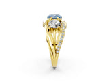 Yellow gold Three-Stone Fancy Blue Cushion Cut Cut Diamond Split Shank Prong Set Ring_2