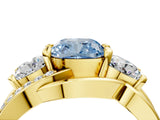 Yellow gold Three-Stone Fancy Blue Cushion Cut Cut Diamond Split Shank Prong Set Ring_4
