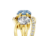Yellow gold Three-Stone Fancy Blue Cushion Cut Cut Diamond Split Shank Prong Set Ring_5