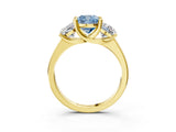 Yellow gold Three-Stone Fancy Blue Cushion Cut Cut Solitaire Ring with Classic Prong Setting_3