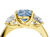 Yellow gold Three-Stone Fancy Blue Cushion Cut Cut Solitaire Ring with Classic Prong Setting_4