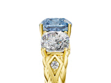 Yellow gold Three-Stone Fancy Blue Cushion Cut Diamond Braided Band Ring with Four-Prong Setting_41