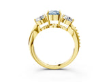 Yellow gold Three-Stone Fancy Blue Cushion Cut Diamond Channel Set Engagement Ring with Prong Setting_3