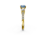 Yellow gold Three-Stone Fancy Blue Cushion  Cut Diamond Pavé Band with Four-Prong Setting_30