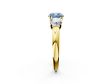 Yellow gold Three-Stone Fancy Blue Cushion  Cut Diamond Ring with Channel-Set Band and Four-Prong Setting_48