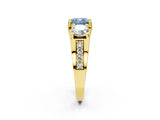 Yellow gold Three-Stone Fancy Blue Cushion  Cut Diamond Ring with Channel-Set Band and Four-Prong Setting_59