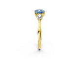 Yellow gold Three-Stone Fancy Blue Cushion Cut Diamond Ring with Pear  Side Stones in Four-Prong Setting_14