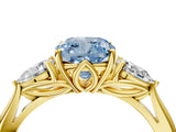 Yellow gold Three-Stone Fancy Blue Cushion Cut Diamond Ring with Pear  Side Stones in Four-Prong Setting_16