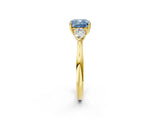 Yellow gold Three-Stone Fancy Blue Cushion Cut Diamond Ring with Pear  Side Stones in Four-Prong Setting_50