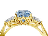 Yellow gold Three-Stone Fancy Blue Cushion Cut Diamond Ring with Pear  Side Stones in Four-Prong Setting_52