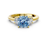Yellow gold Three-Stone Fancy Blue Cushion  Cut Diamond Solitaire with Prong Setting and Classic Band_25