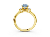 Yellow gold Three-Stone Fancy Blue Cushion  Cut Diamond Solitaire with Prong Setting and Classic Band_28