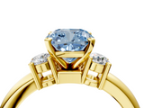 Yellow gold Three-Stone Fancy Blue Cushion  Cut Diamond Solitaire with Prong Setting and Classic Band_29