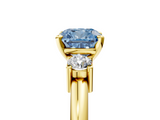Yellow gold Three-Stone Fancy Blue Cushion  Cut Diamond Solitaire with Prong Setting and Classic Band_30
