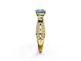 Yellow gold Three-Stone Fancy Blue Cushion  Cut Diamond Twist Band with Prong Setting_39