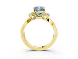 Yellow gold Three-Stone Fancy Blue Cushion  Cut Diamond Twist Band with Prong Setting_40