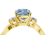 Yellow gold Three-Stone Fancy Blue Cushion  Cut Diamond Twist Band with Prong Setting_41