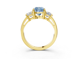 Yellow gold Three-Stone Fancy Blue Cushion  Cut Solitaire Ring with Prong Setting_6