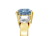 Yellow gold Three-Stone Fancy Blue Cushion  Cut Solitaire Ring with Prong Setting_8