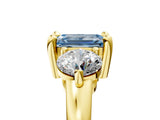 Yellow gold Three-Stone Fancy Blue Emerald  Brilliant Cut Solitaire Ring with Prong Setting on a Classic Band 5