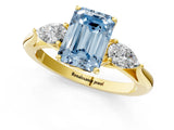 Yellow gold Three-Stone Fancy Blue Emerald Cut Brilliant Diamond Solitaire Ring with Tapered Band and Four-Prong Setting_13