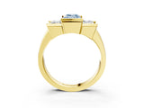 Yellow gold Three Stone Fancy Blue Emerald Cut Cut Channel Set Diamond Ring_3