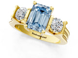 Yellow gold Three-Stone Fancy Blue Emerald Cut Cut Classic Band Prong Setting Ring_1