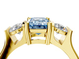 Yellow gold Three-Stone Fancy Blue Emerald Cut Cut Classic Band Prong Setting Ring_4