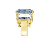 Yellow gold Three-Stone Fancy Blue Emerald Cut Cut Diamond Engagement Ring with Flat Band and Four-Prong Setting_17