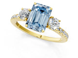Yellow gold Three-Stone Fancy Blue Emerald Cut Cut Diamond Pavé Band with Prong Setting_16