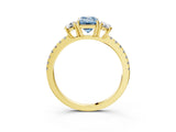 Yellow gold Three-Stone Fancy Blue Emerald Cut Cut Diamond Pavé Band with Prong Setting_18