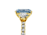 Yellow gold Three-Stone Fancy Blue Emerald Cut Cut Diamond Pavé Band with Prong Setting_20