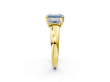 Yellow gold Three-Stone Fancy Blue Emerald Cut Cut Diamond Ring with Channel Set Band and Four-Prong Setting_26
