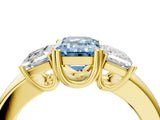 Yellow gold Three-Stone Fancy Blue Emerald Cut Cut Diamond Ring with Channel Set Band and Four-Prong Setting_28