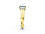 Yellow gold Three-Stone Fancy Blue Emerald Cut Cut Diamond Ring with Prong Setting and Classic Band_2