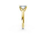 Yellow gold Three-Stone Fancy Blue Emerald Cut Cut Diamond Ring with Trillion Side Stones and Four-Prong Setting_5