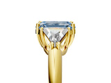 Yellow gold Three-Stone Fancy Blue Emerald Cut Cut Diamond Ring with Trillion Side Stones and Four-Prong Setting_8